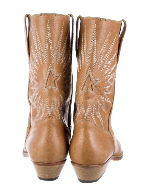 Golden Goose Leather Embroidered Accent Western Boots