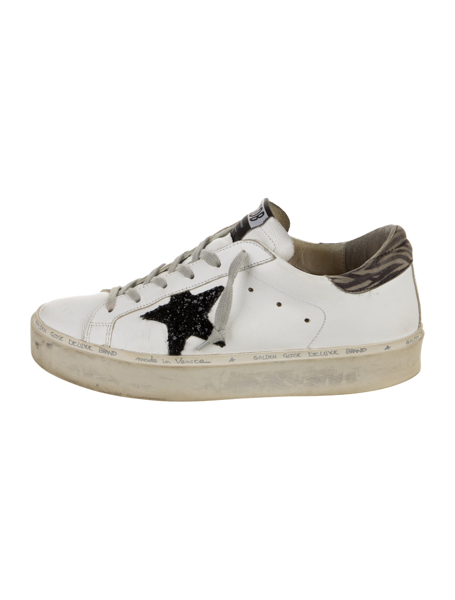 Golden Goose Leather Animal Print Sneakers