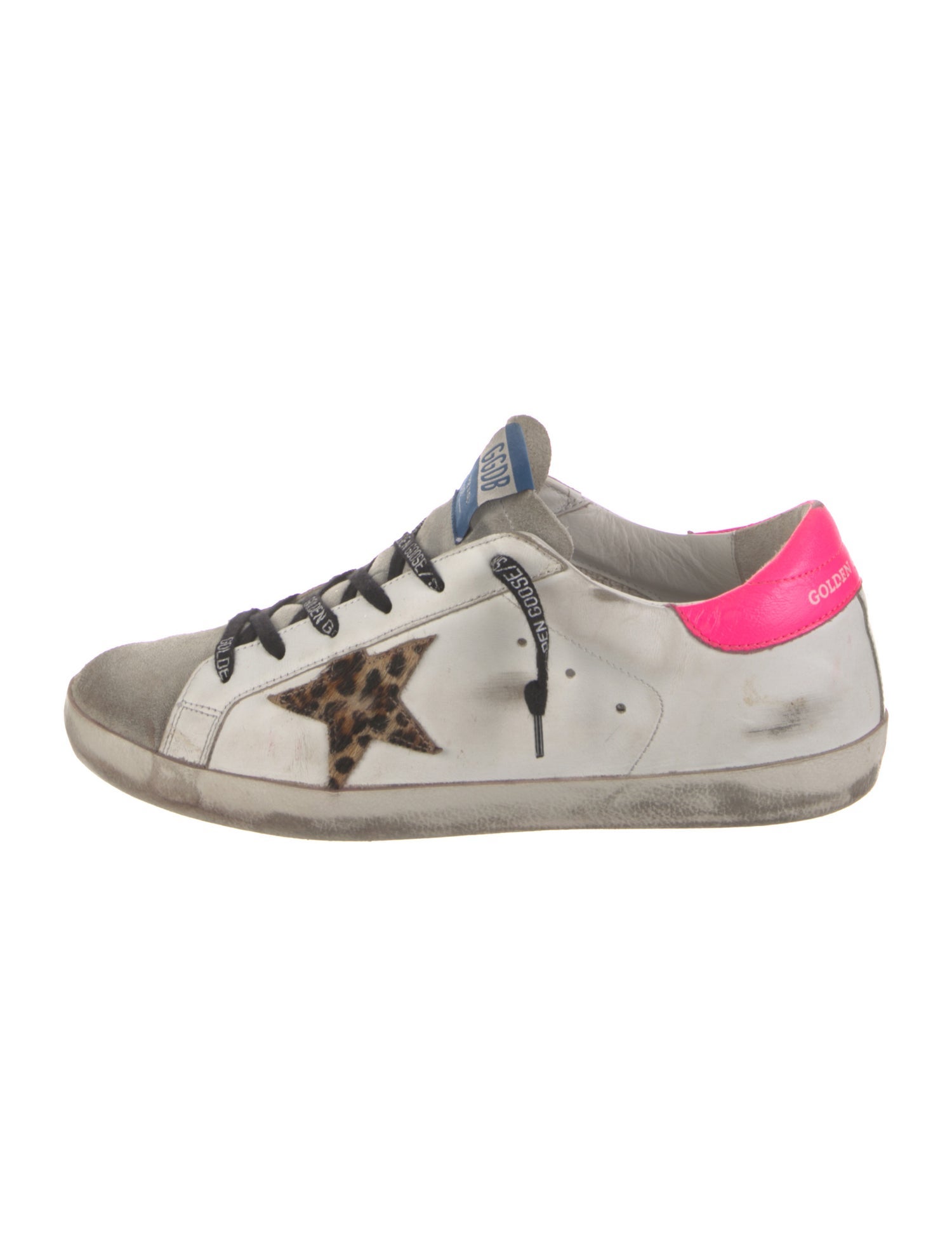 Golden Goose Leather Animal Print Sneakers