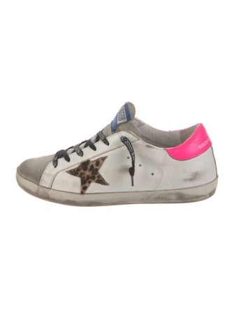 Golden Goose Leather Animal Print Sneakers