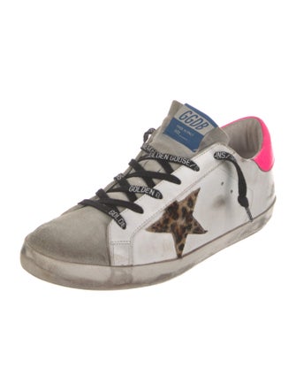 Golden Goose Leather Animal Print Sneakers