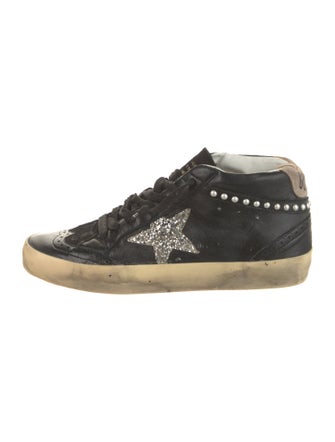 Golden Goose Leather Glitter Accents Sneakers