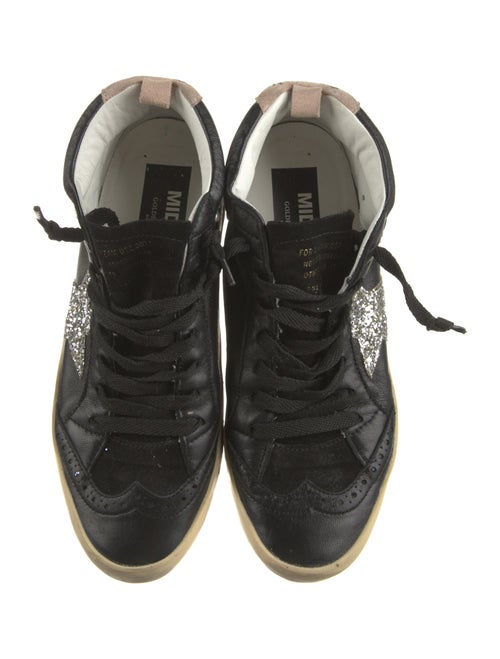 Golden Goose Leather Glitter Accents Sneakers