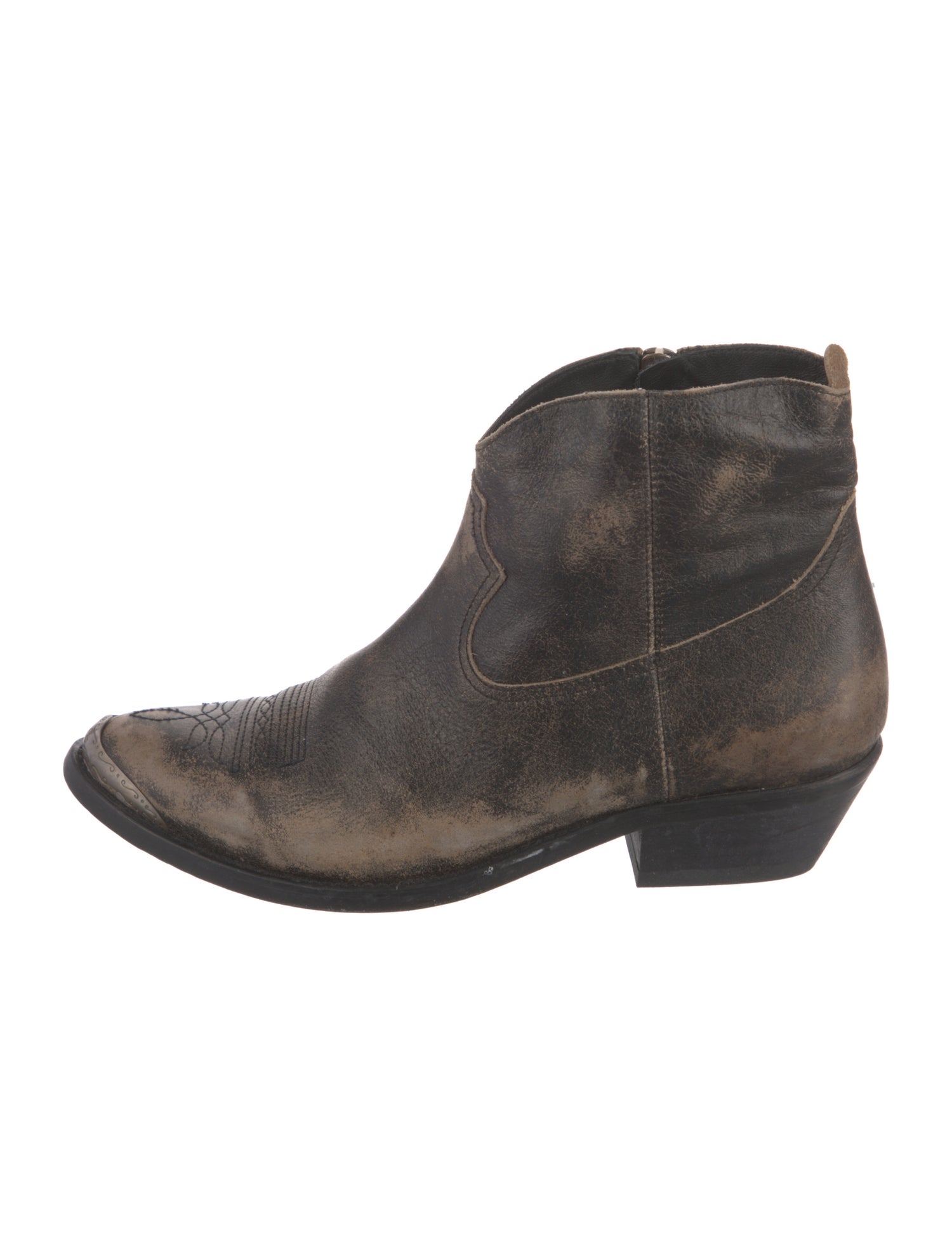 Golden Goose Leather Distressed Accents Western Boots
