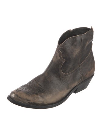 Golden Goose Leather Distressed Accents Western Boots