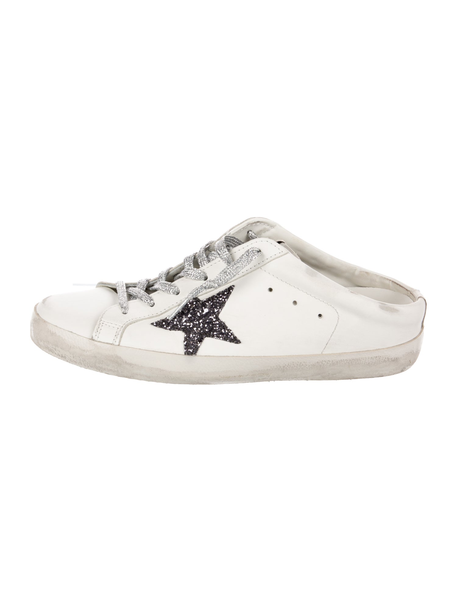 Golden Goose Leather Glitter Accents Sneakers