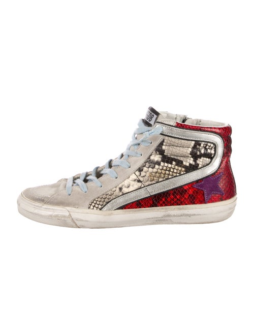 Golden Goose Leather Animal Print Sneakers
