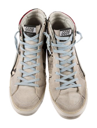 Golden Goose Leather Animal Print Sneakers