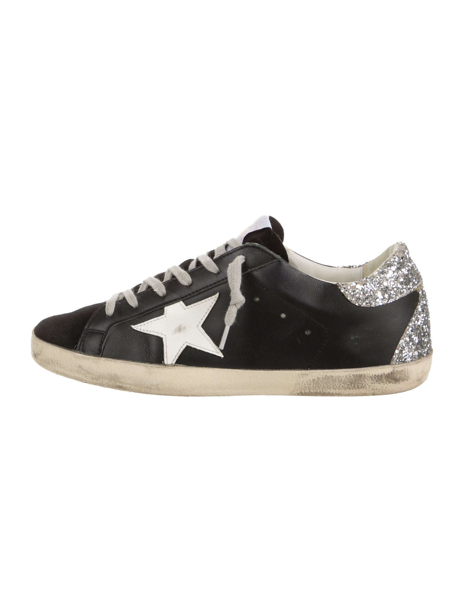 Golden Goose Leather Glitter Accents Sneakers