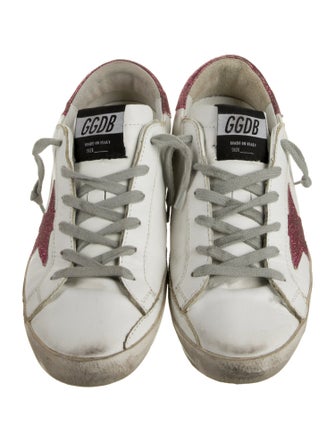 Golden Goose Leather Glitter Accents Sneakers