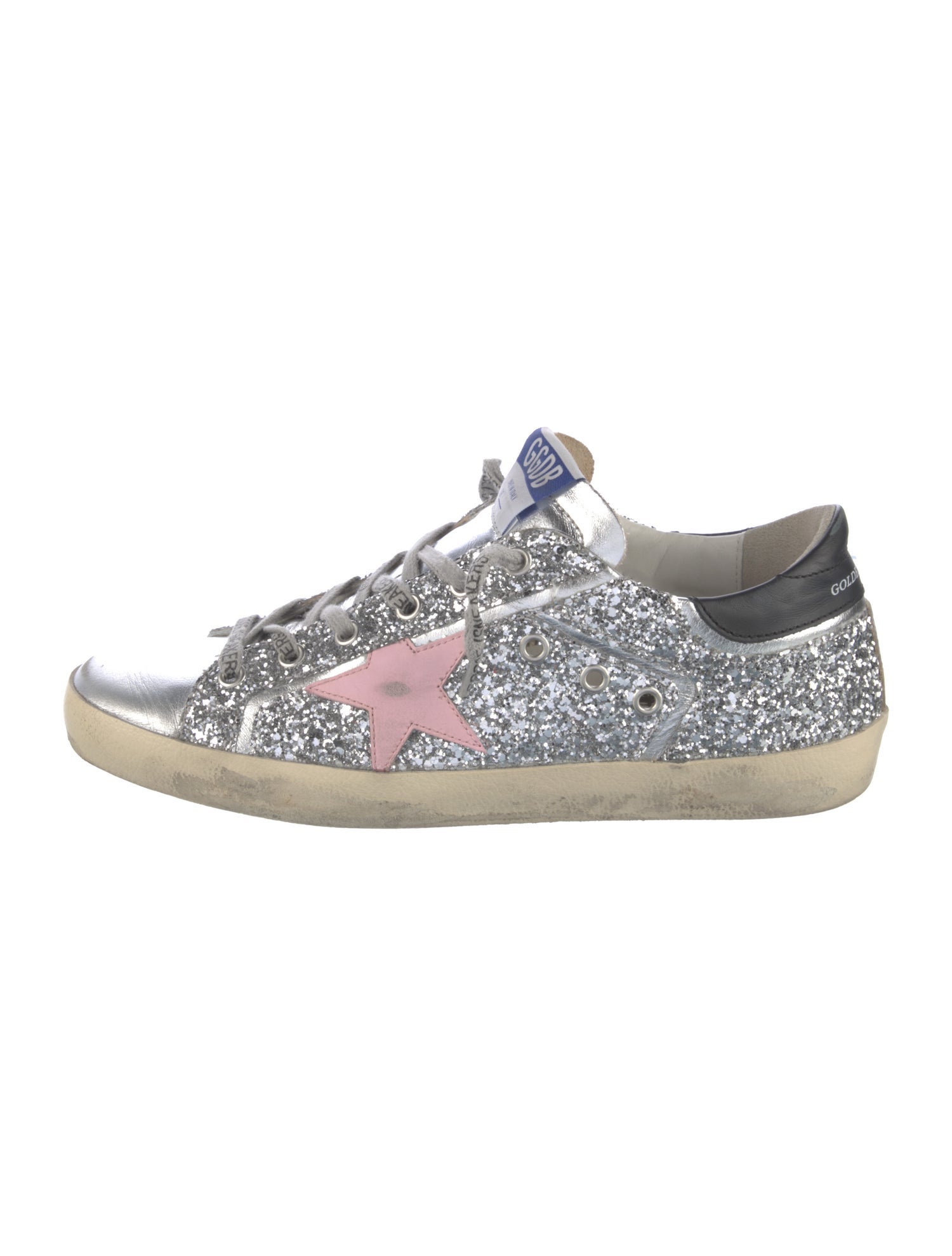 Golden Goose Leather Glitter Accents Sneakers