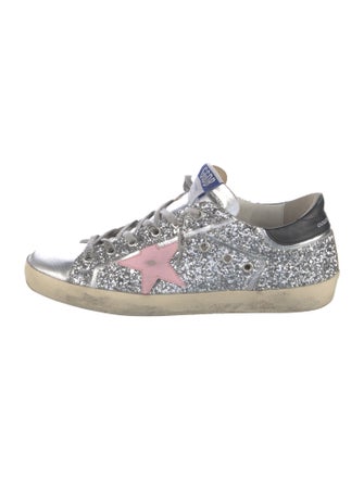 Golden Goose Leather Glitter Accents Sneakers