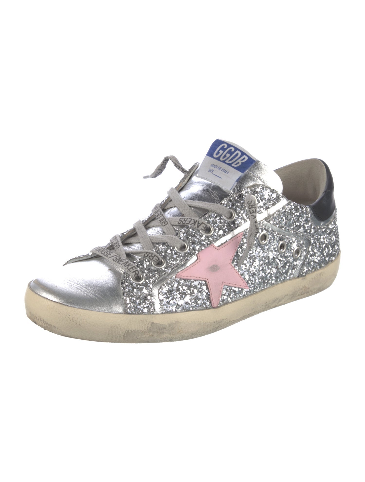 Golden Goose Leather Glitter Accents Sneakers