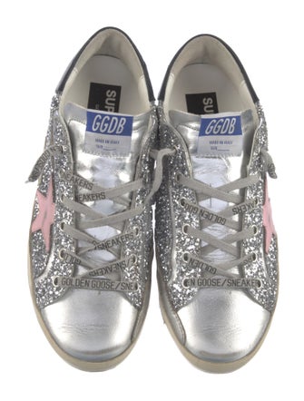 Golden Goose Leather Glitter Accents Sneakers