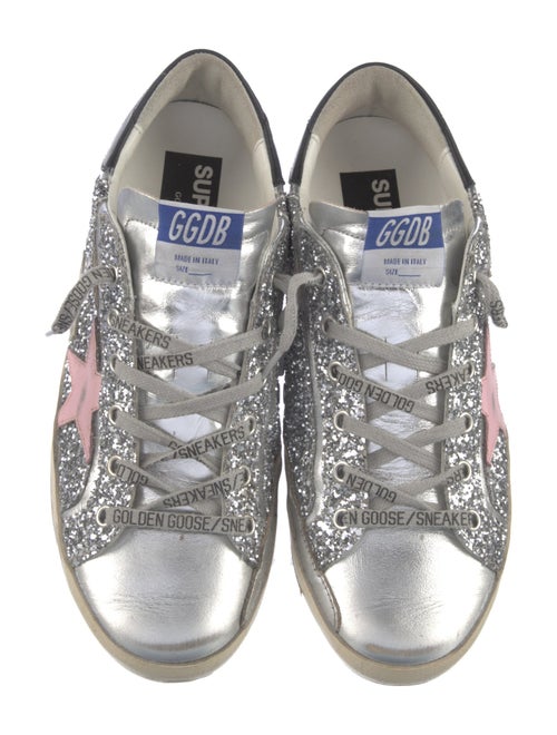 Golden Goose Leather Glitter Accents Sneakers