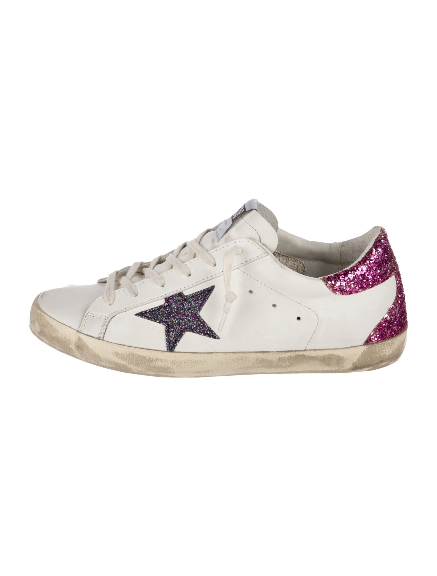 Golden Goose Leather Glitter Accents Sneakers