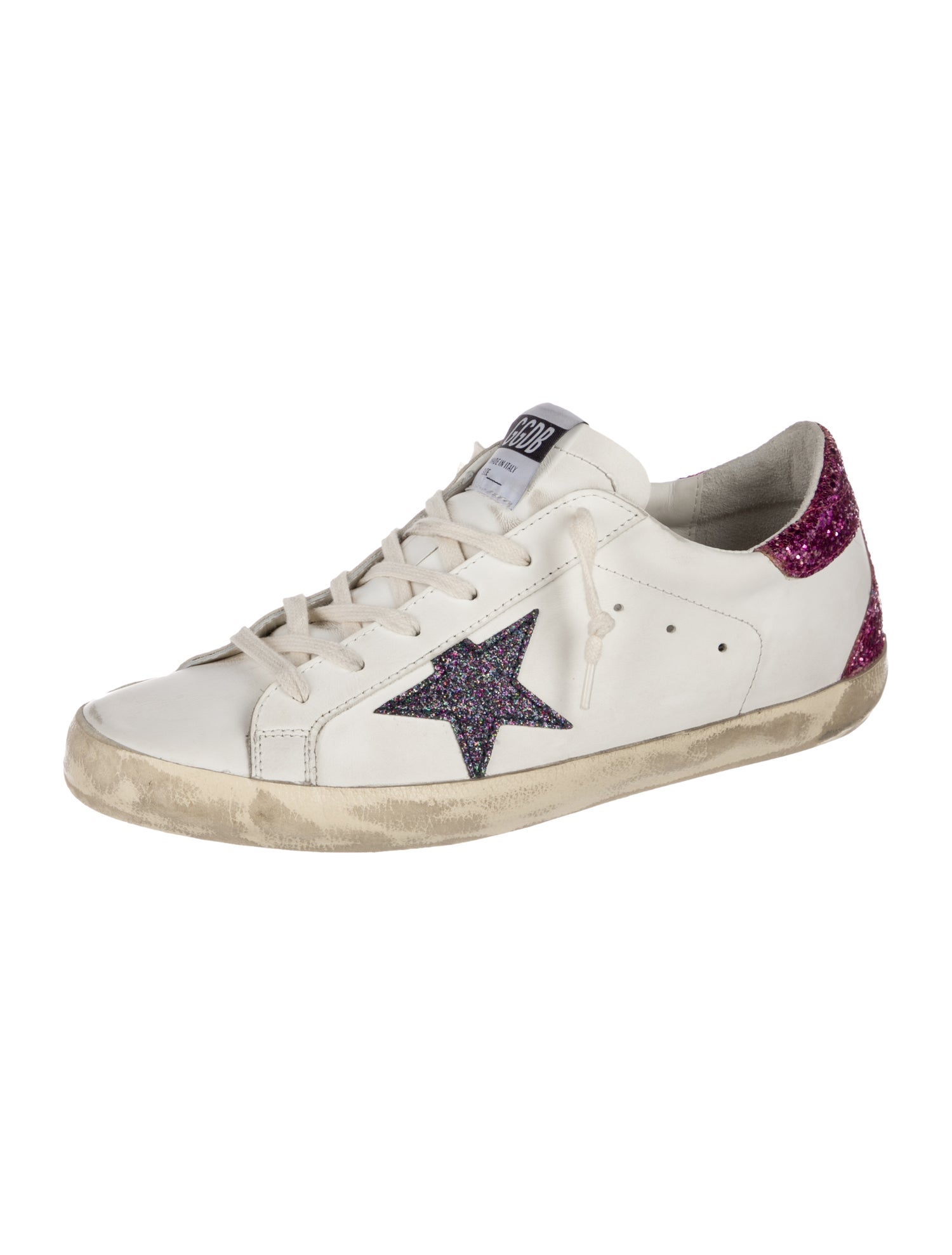 Golden Goose Leather Glitter Accents Sneakers
