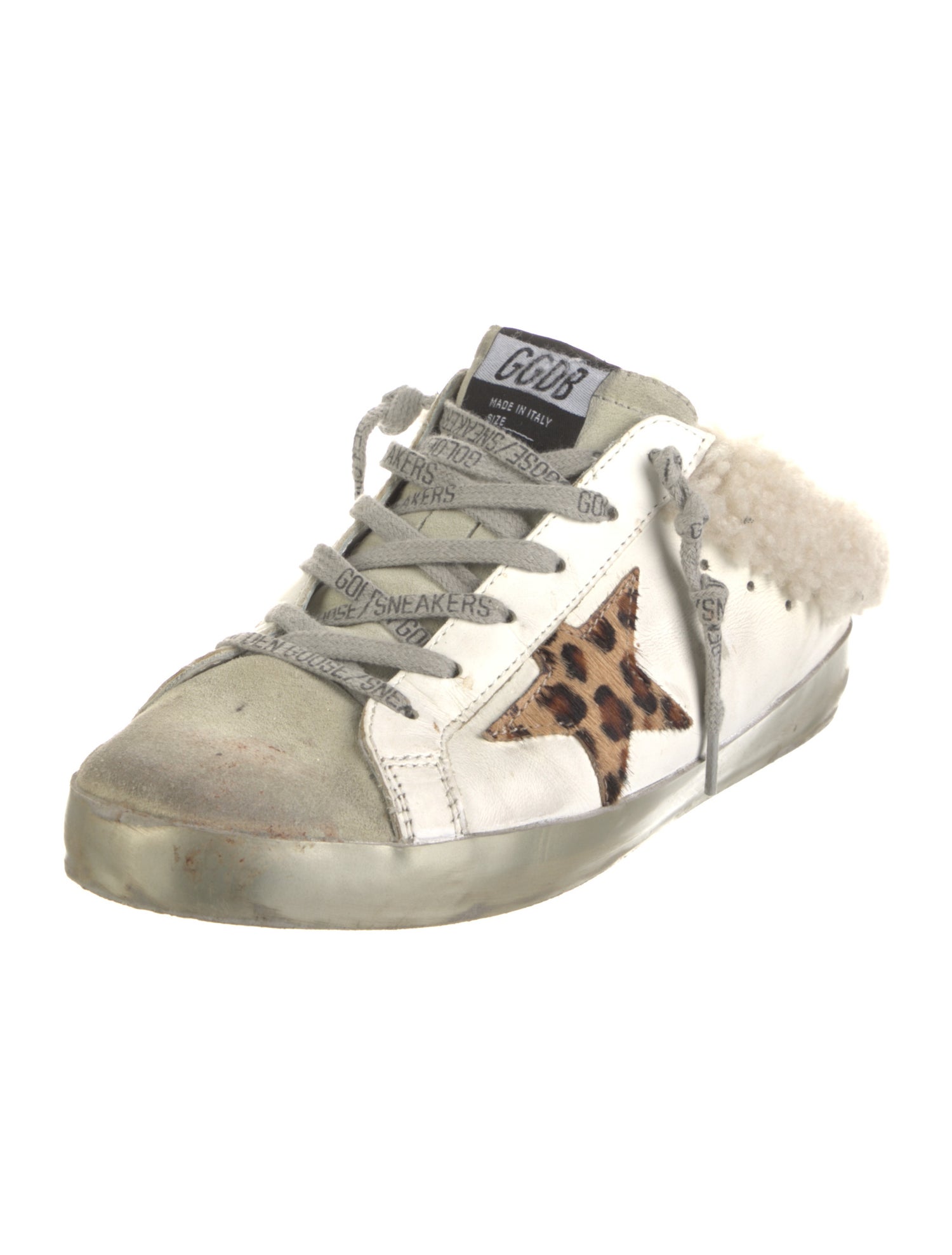 Golden Goose Leather Animal Print Sneakers