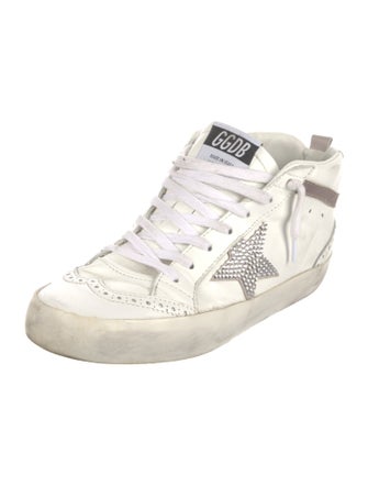 Golden Goose Leather Glitter Accents Sneakers