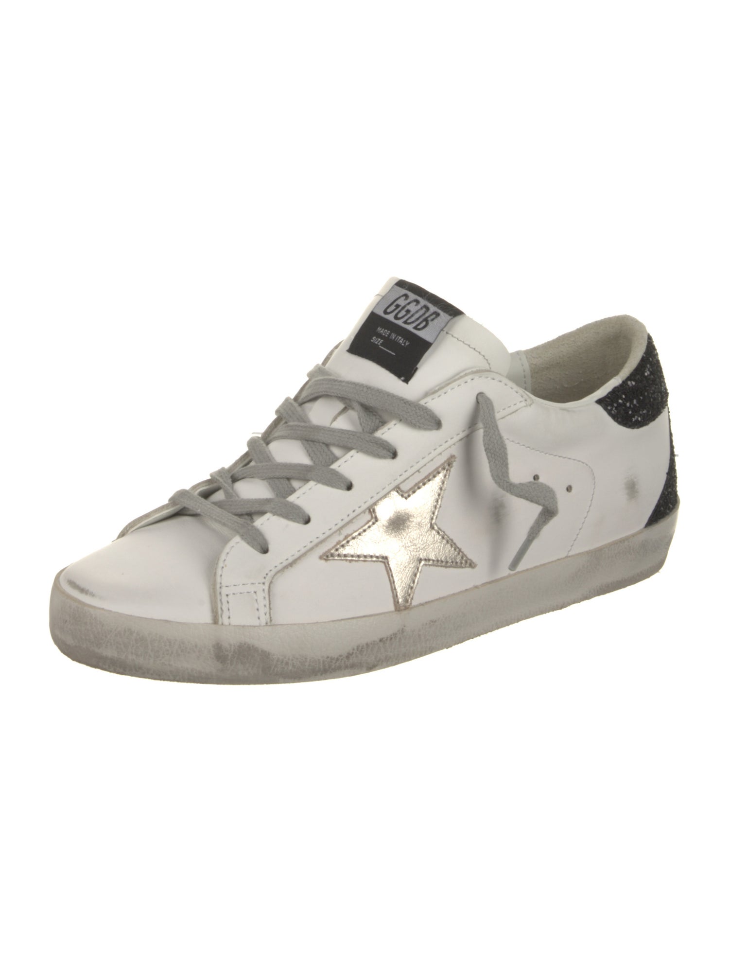Golden Goose Leather Glitter Accents Sneakers
