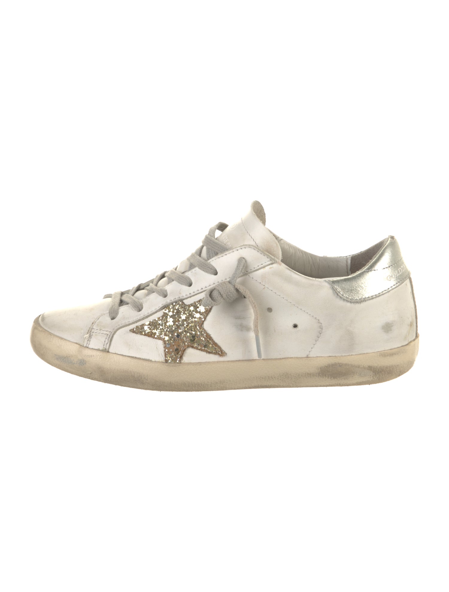 Golden Goose Leather Glitter Accents Sneakers