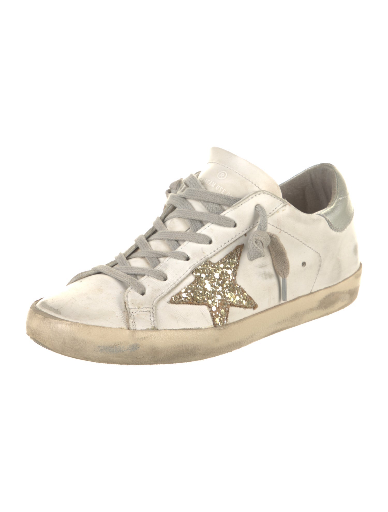 Golden Goose Leather Glitter Accents Sneakers