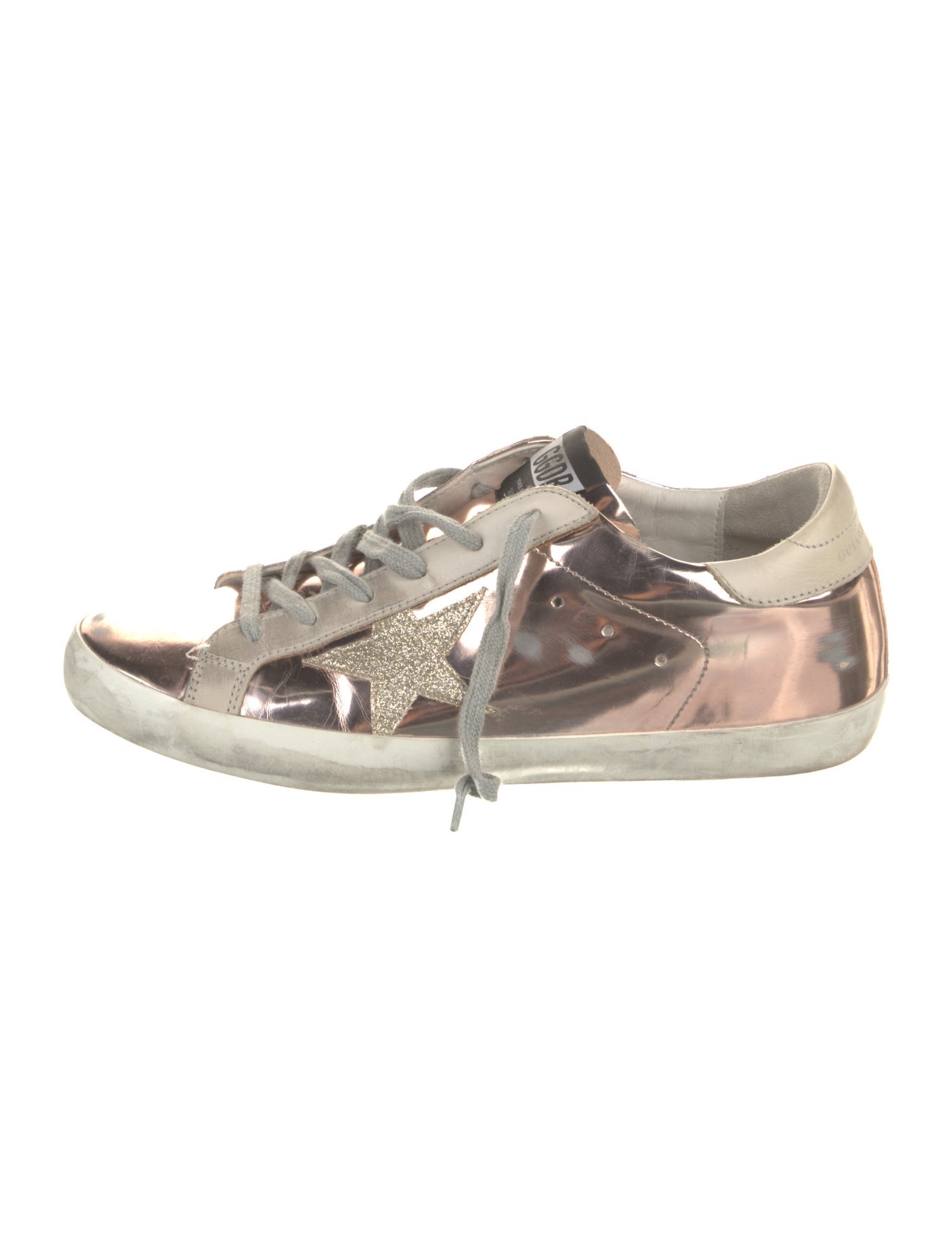 Golden Goose Patent Leather Colorblock Pattern Sneakers