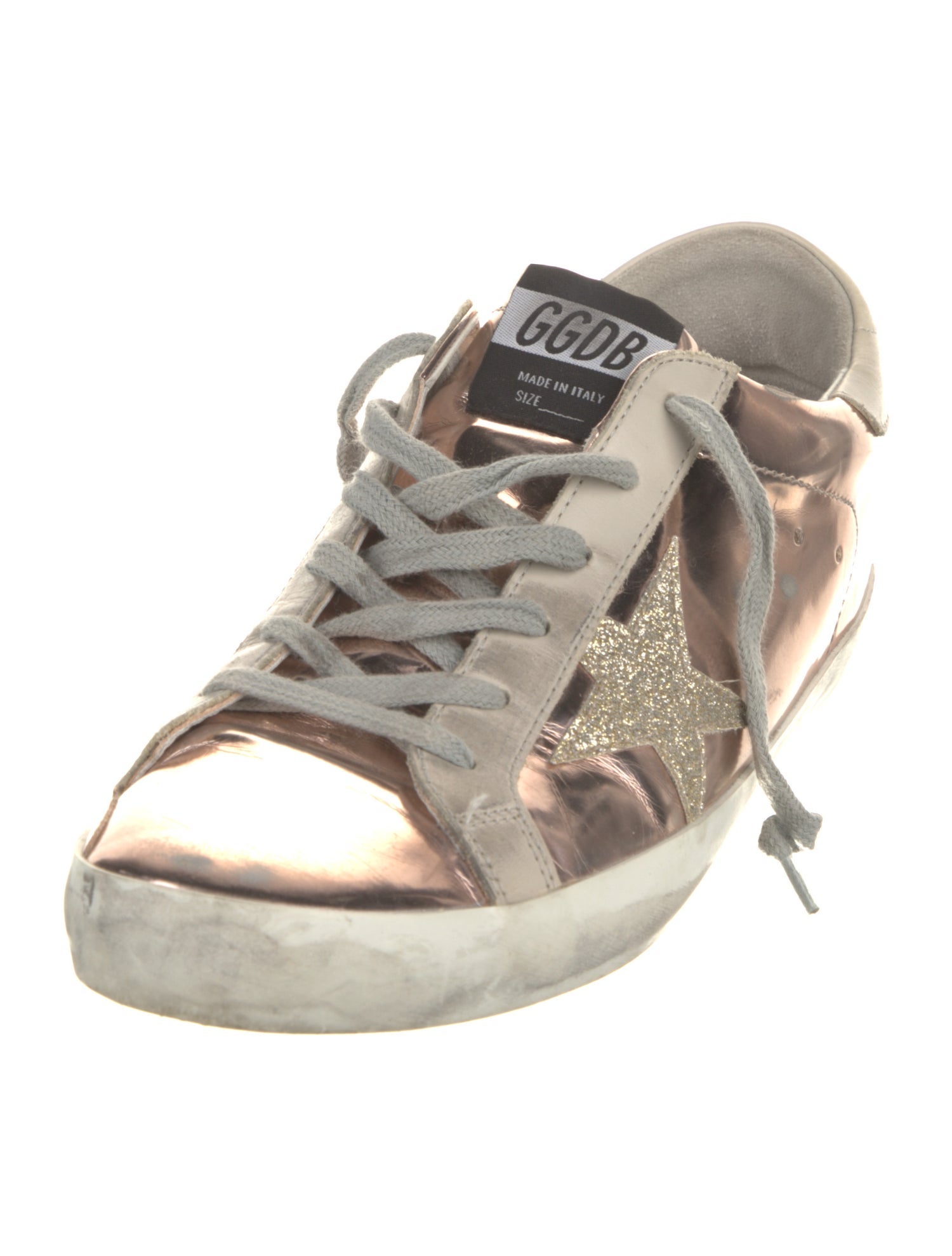 Golden Goose Patent Leather Colorblock Pattern Sneakers