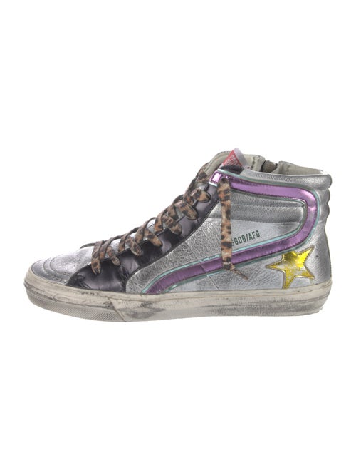 Golden Goose Leather Colorblock Pattern Sneakers