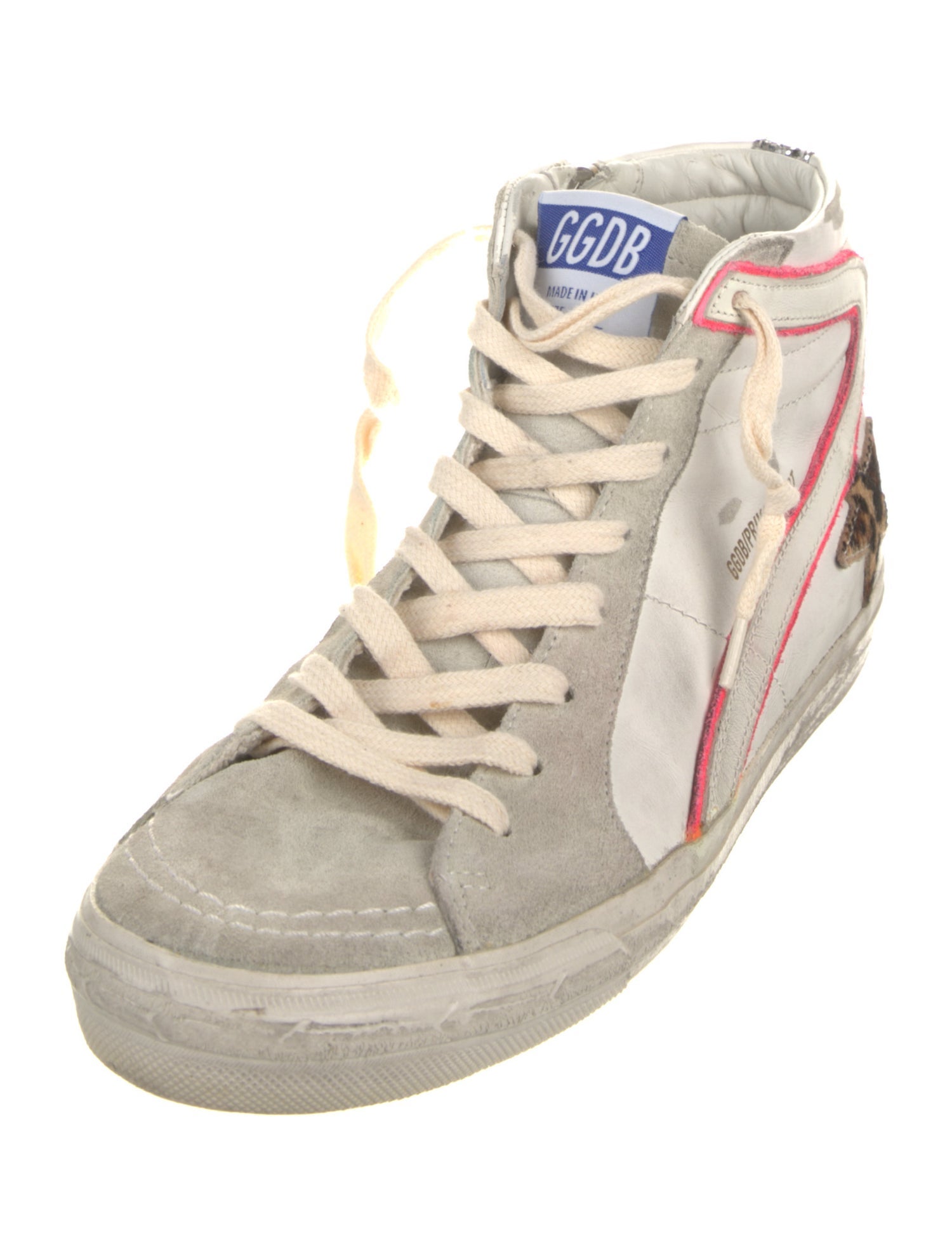Golden Goose Leather Animal Print Sneakers