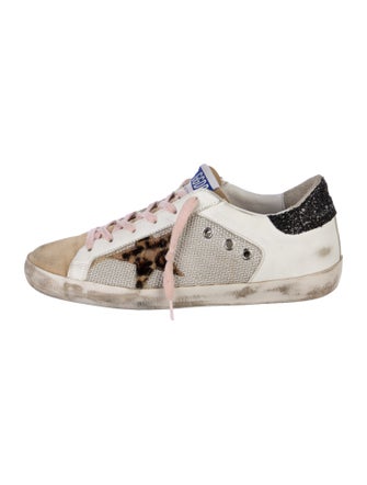 Golden Goose Leather Animal Print Sneakers