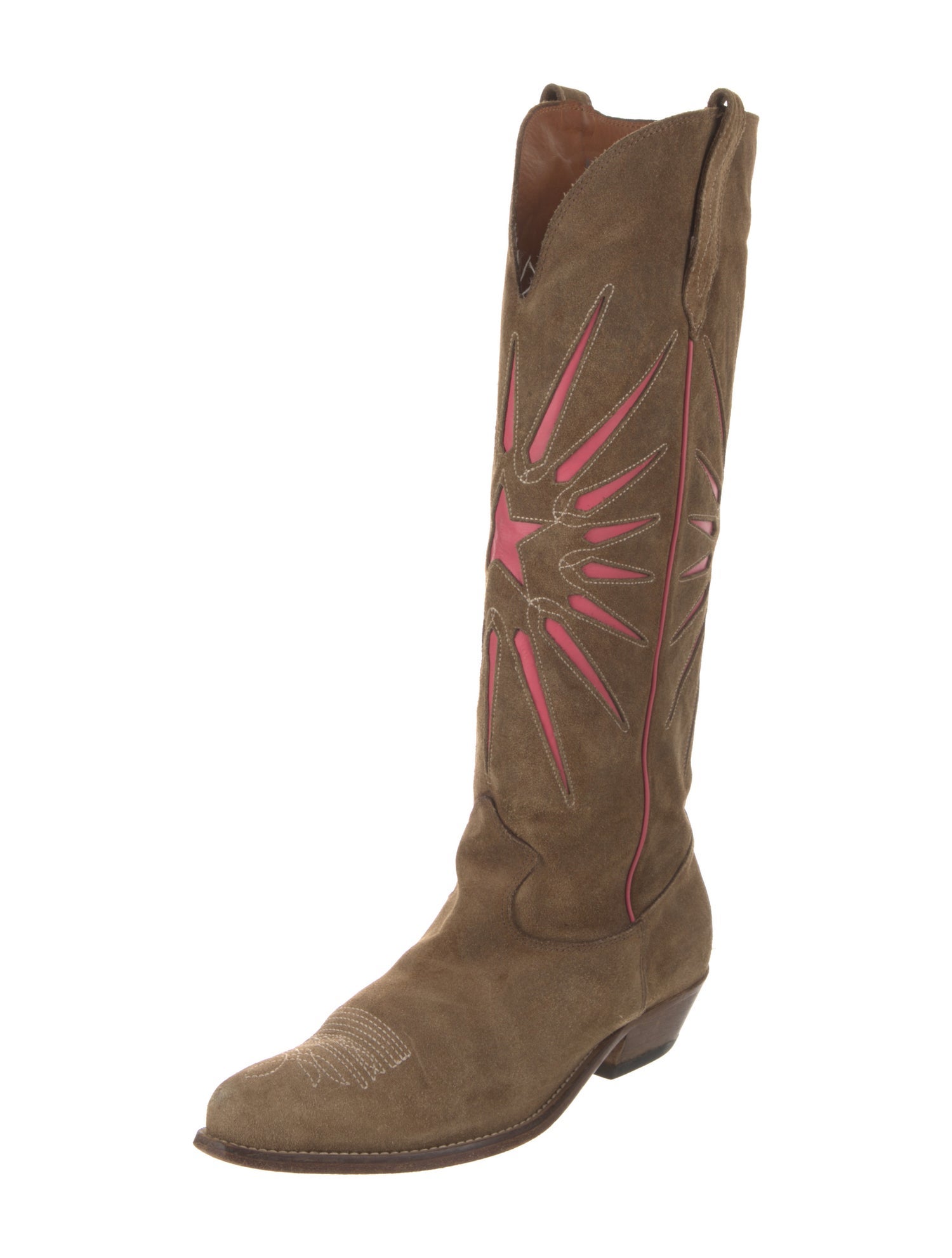 Golden Goose Suede Patterned Riding Boots