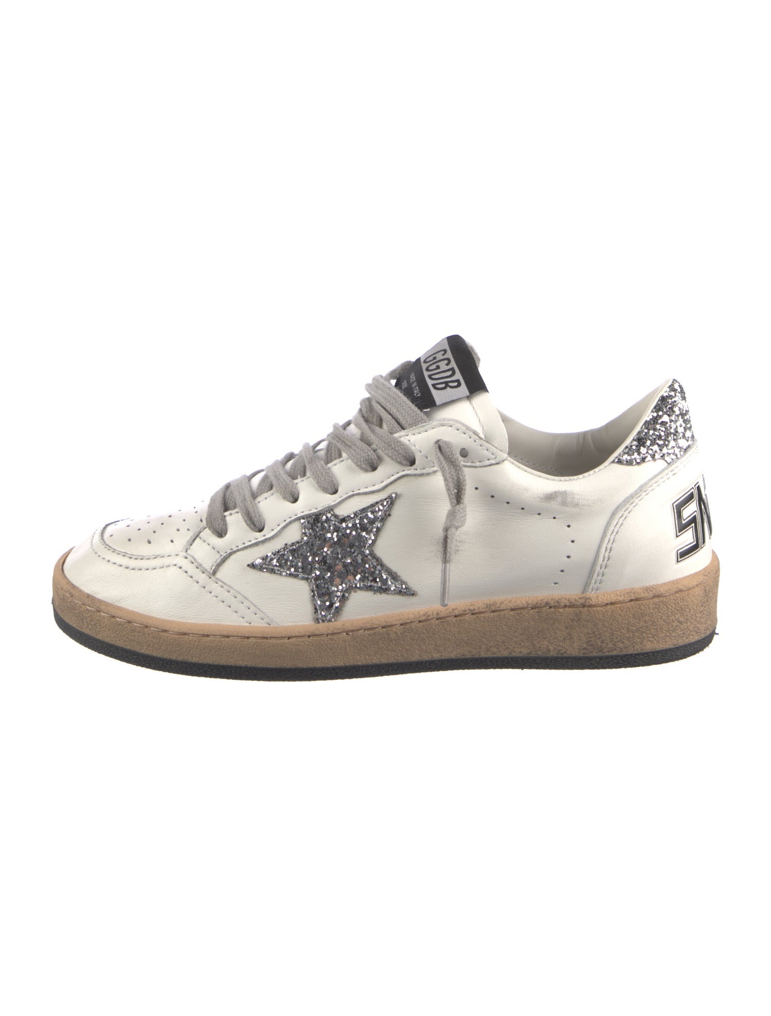 Golden Goose Leather Glitter Accents Sneakers