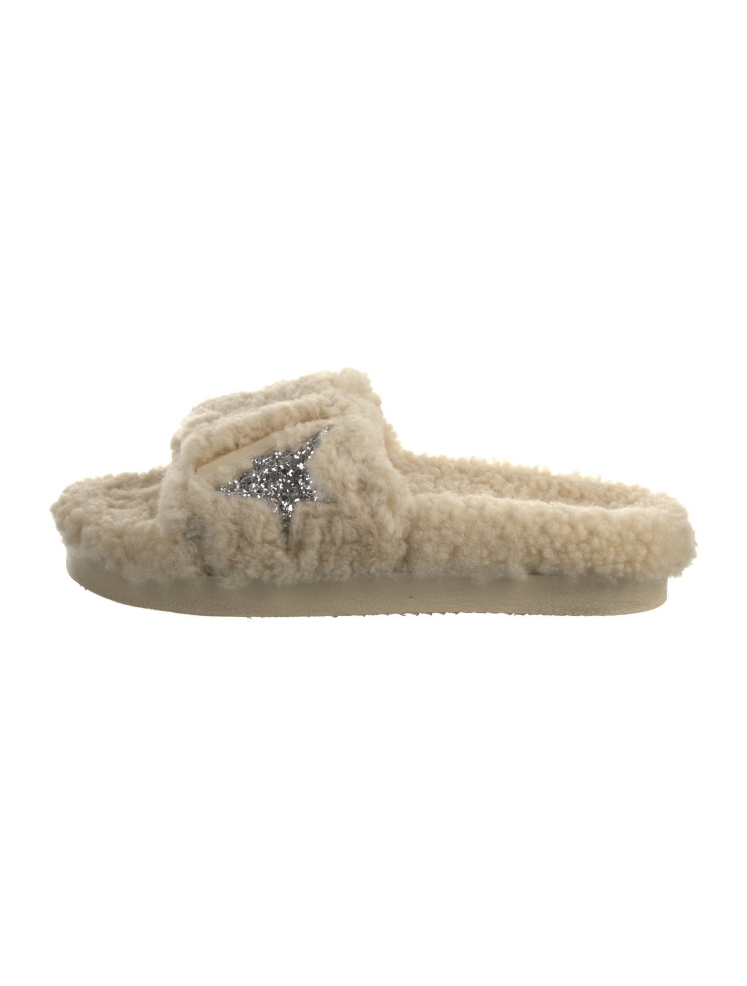 Golden Goose Shearling Glitter Accents Slides