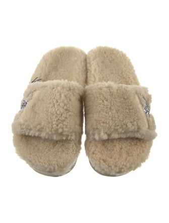Golden Goose Shearling Glitter Accents Slides