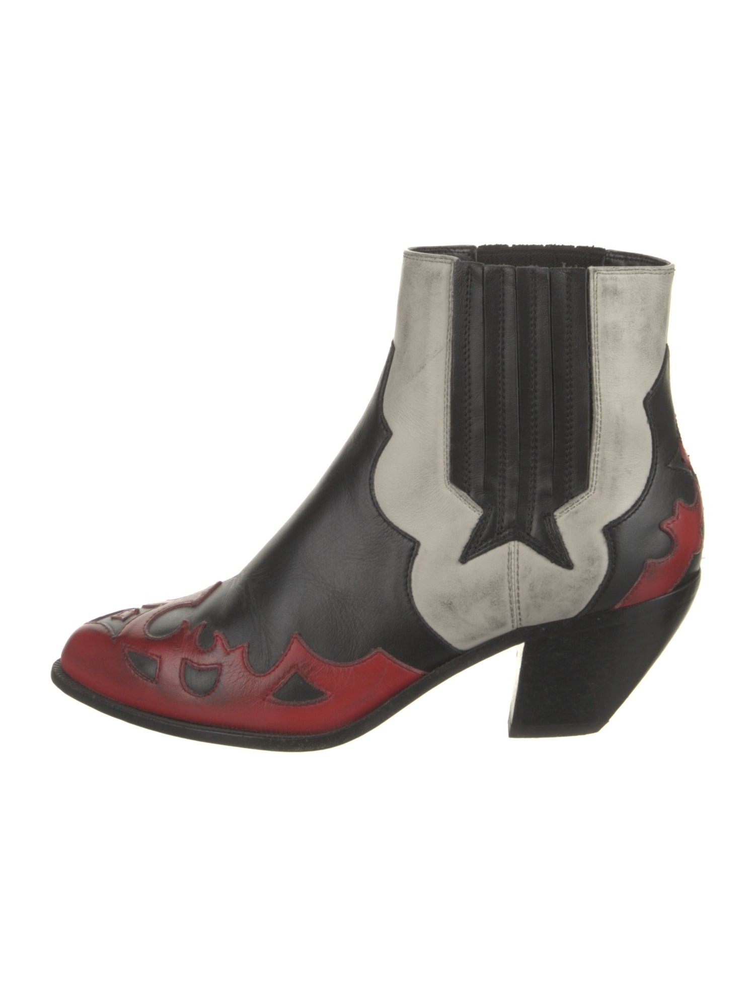 Golden Goose Leather Colorblock Pattern Chelsea Boots