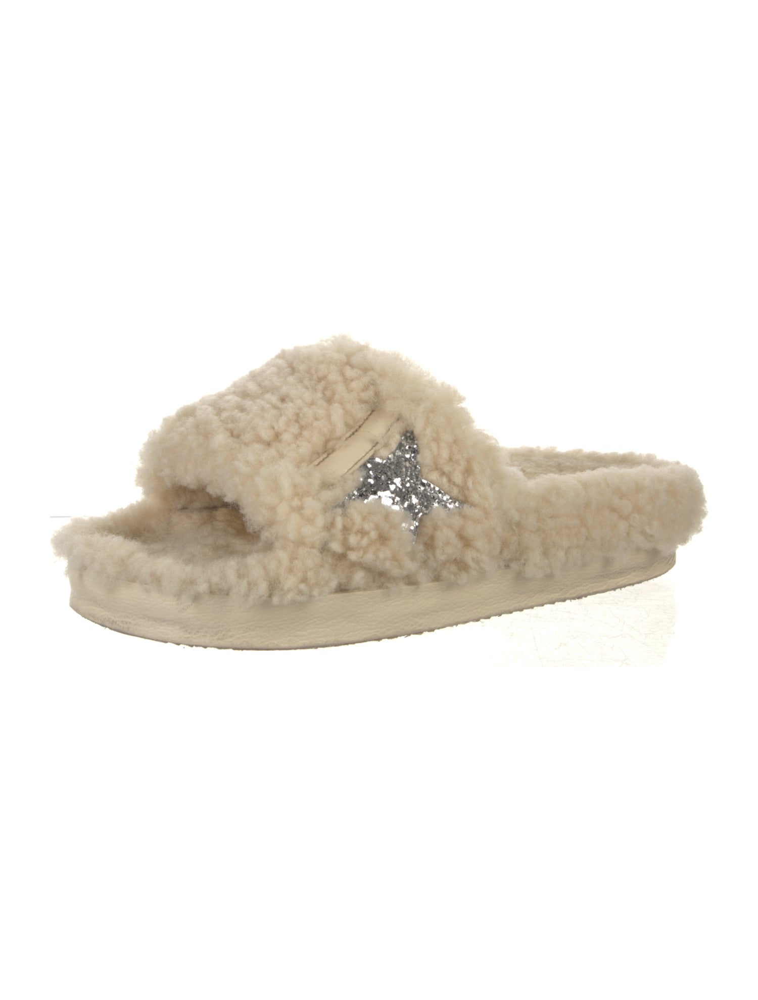 Golden Goose Shearling Glitter Accents Slides