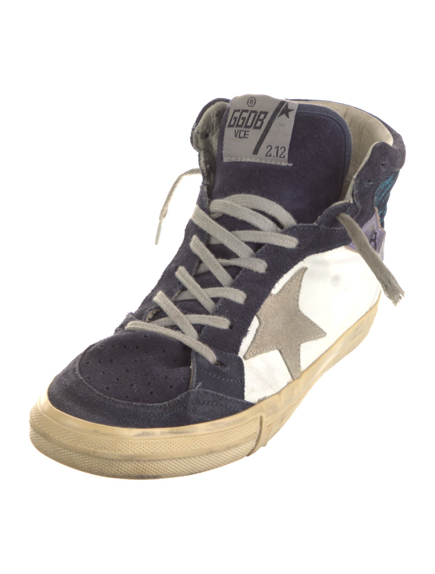 Golden Goose Suede Colorblock Pattern Sneakers