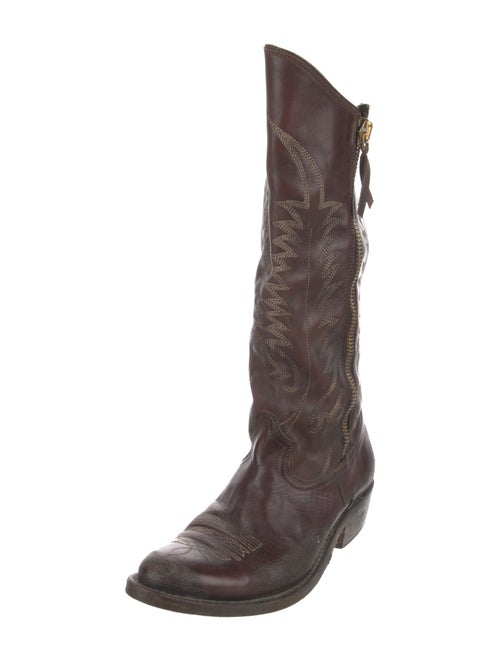 Golden Goose Leather Distressed Accents Western Boots