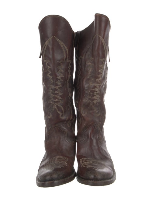 Golden Goose Leather Distressed Accents Western Boots