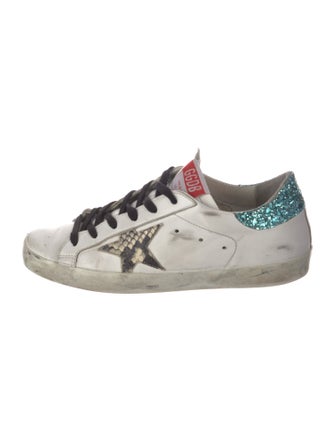 Golden Goose Leather Animal Print Sneakers