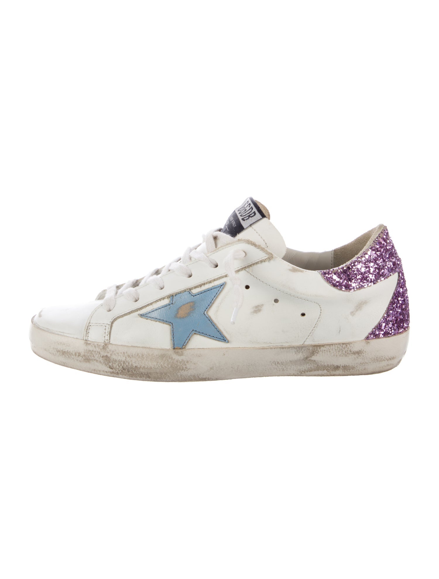 Golden Goose Leather Glitter Accents Sneakers