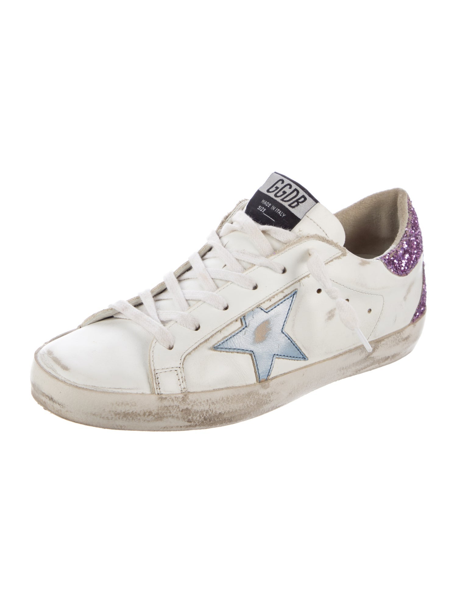 Golden Goose Leather Glitter Accents Sneakers