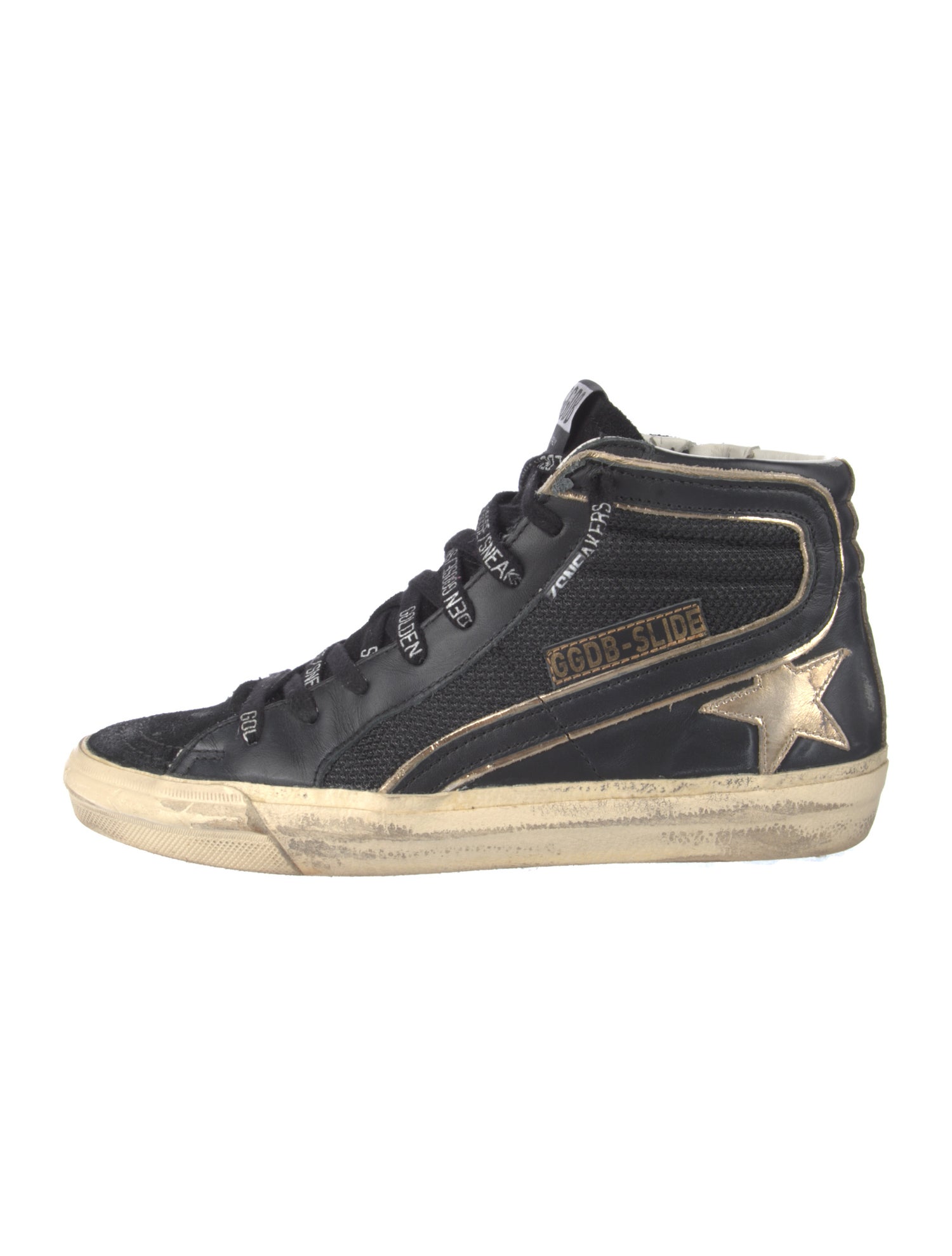 Golden Goose Leather Graphic Print Wedge Sneakers