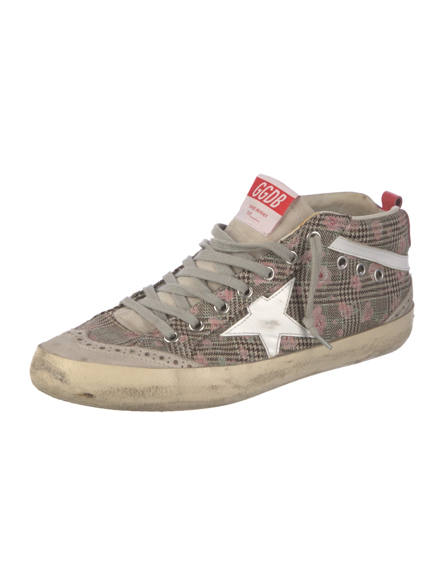 Golden Goose Houndstooth Print Distressed Accents Sneakers