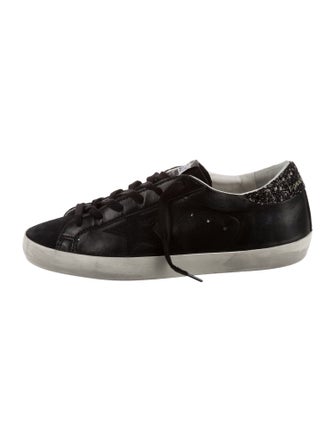 Golden Goose Leather Glitter Accents Sneakers