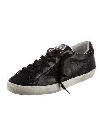 Golden Goose Leather Glitter Accents Sneakers