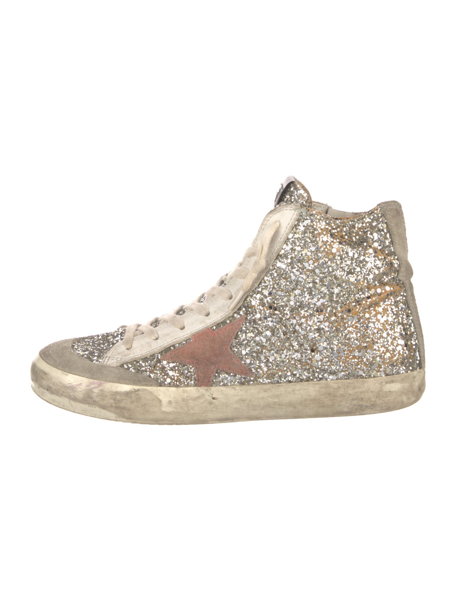 Golden Goose Glitter Distressed Accents Sneakers