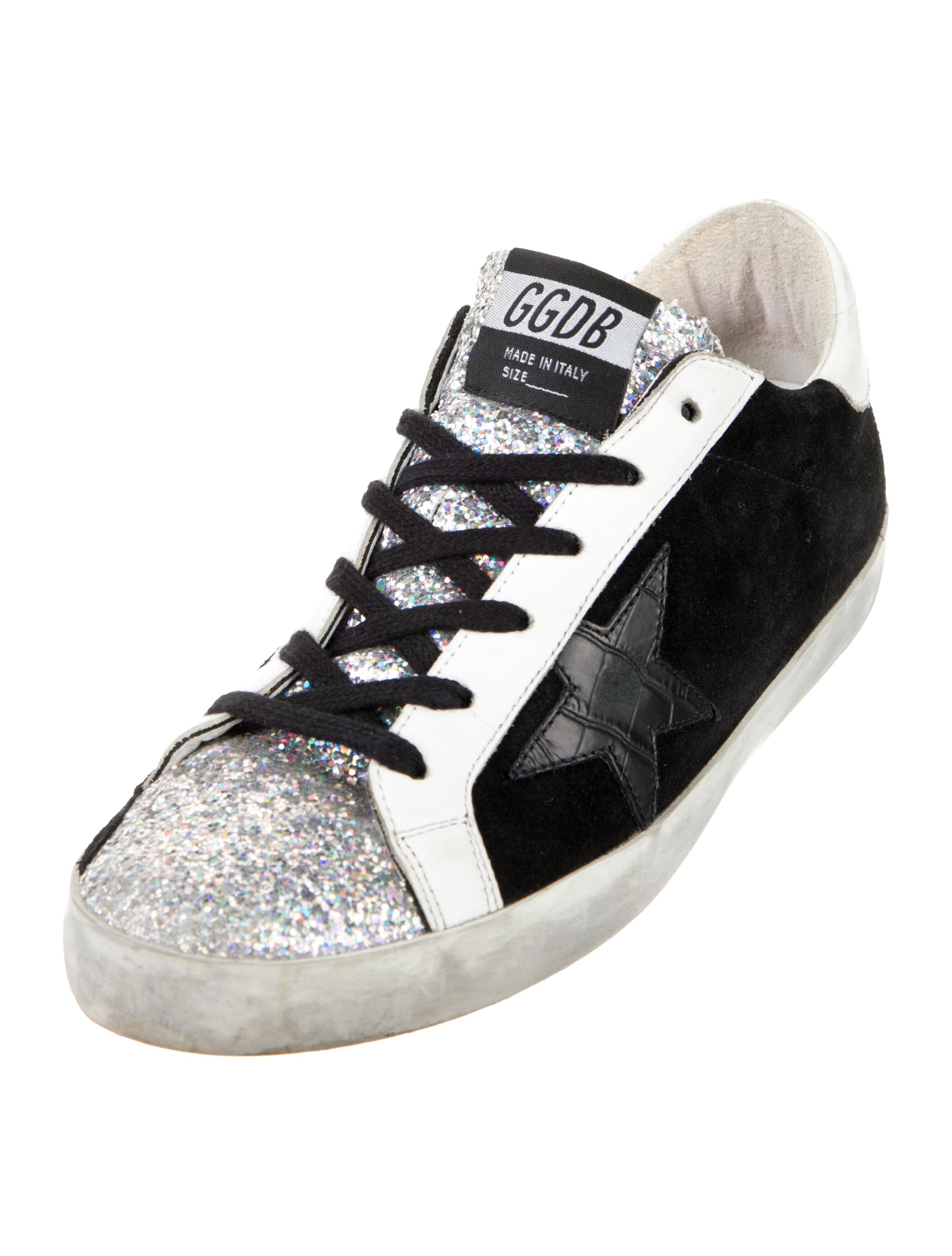 Golden Goose Suede Glitter Accents Sneakers