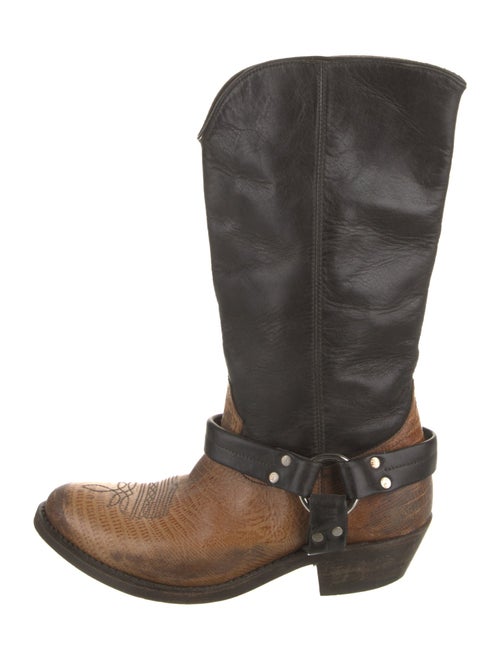 Golden Goose Leather Distressed Accents Moto Boots